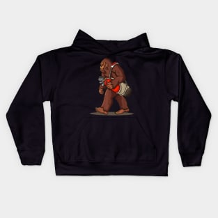 Bigfoot playing golf Kids Hoodie